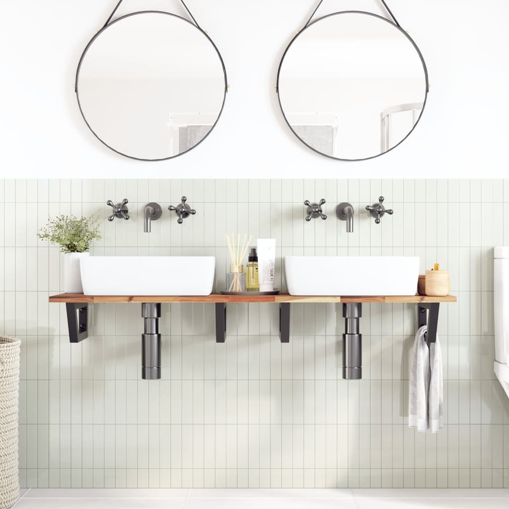 Badkamer wandschap staal en massief acaciahout is nu te koop bij PeponiXL, paradijselijk wonen!