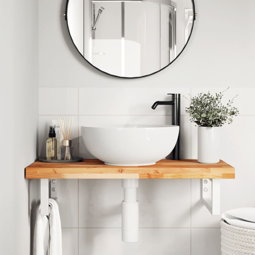 Badkamer wandschap staal en massief acaciahout is nu te koop bij PeponiXL, paradijselijk wonen!