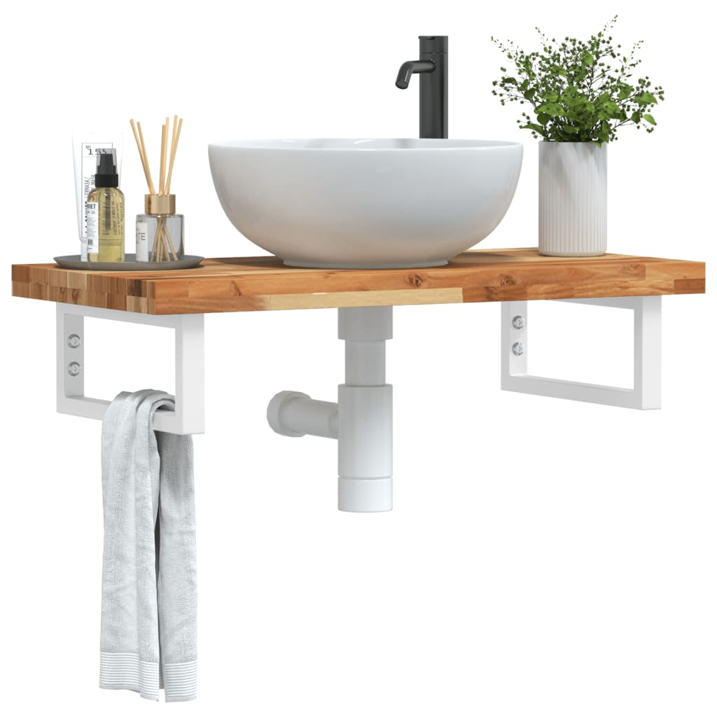 Badkamer wandschap staal en massief acaciahout is nu te koop bij PeponiXL, paradijselijk wonen!