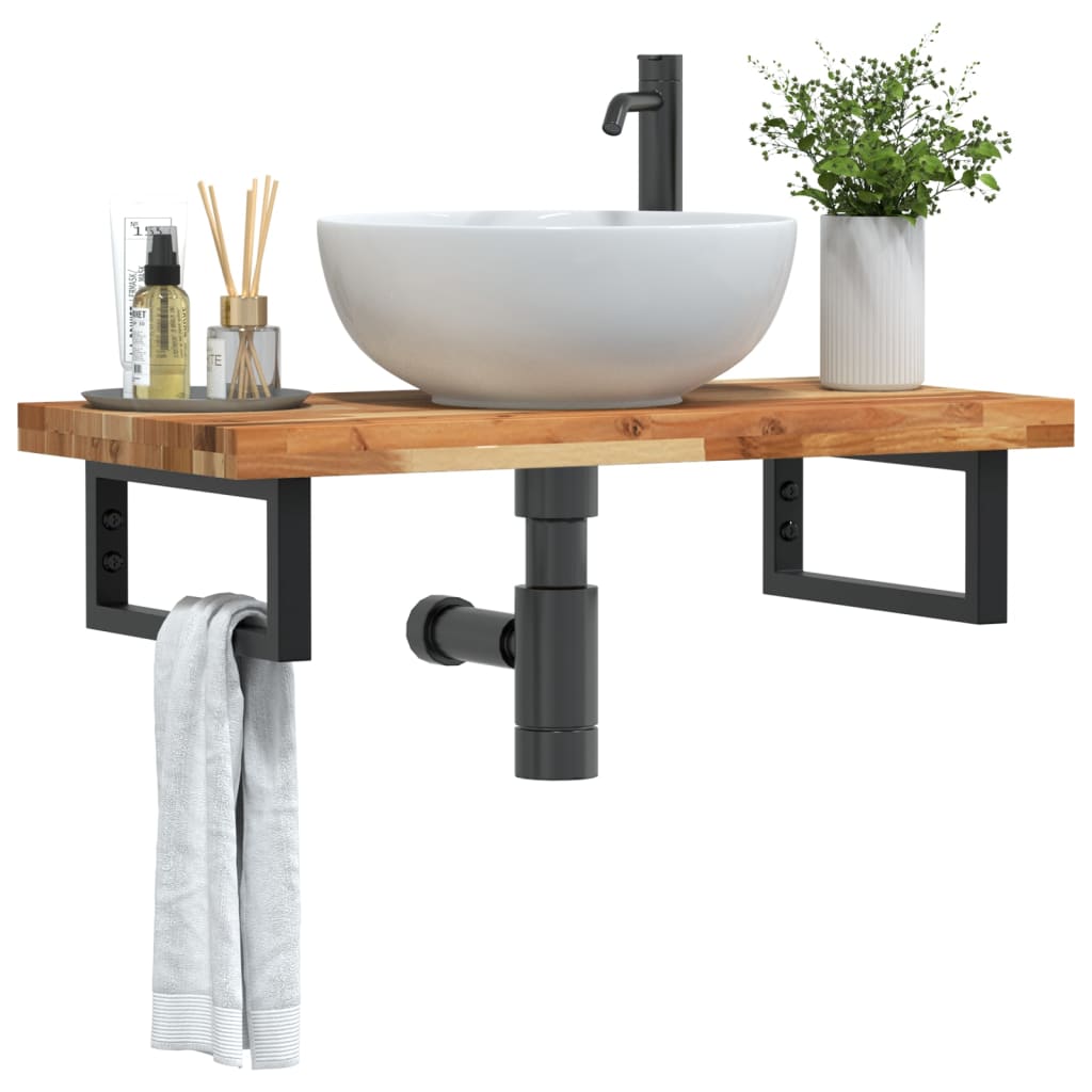 Badkamer wandschap staal en massief acaciahout is nu te koop bij PeponiXL, paradijselijk wonen!