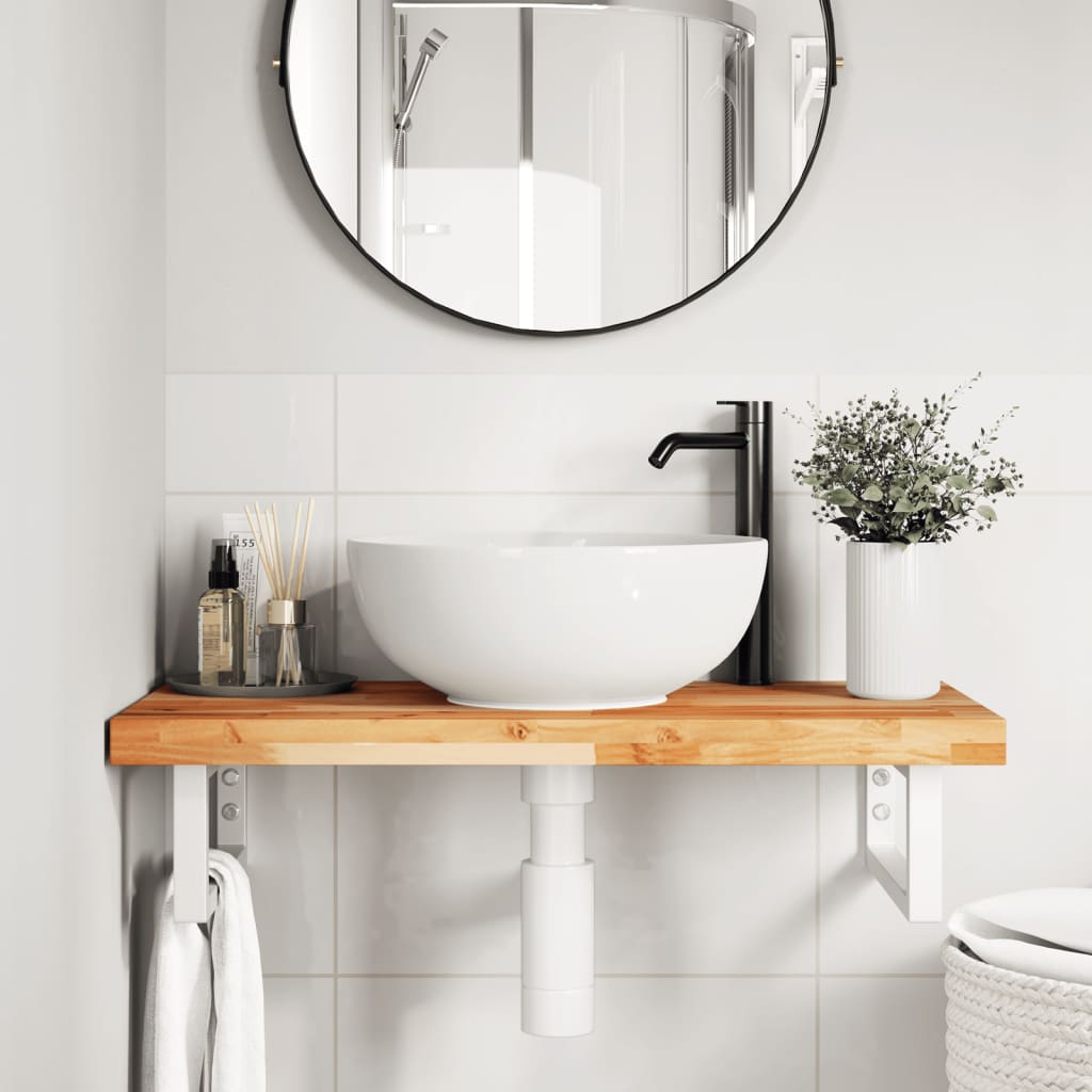 Badkamer wandschap staal en massief acaciahout is nu te koop bij PeponiXL, paradijselijk wonen!