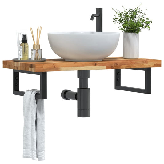 Badkamer wandschap staal en massief acaciahout is nu te koop bij PeponiXL, paradijselijk wonen!
