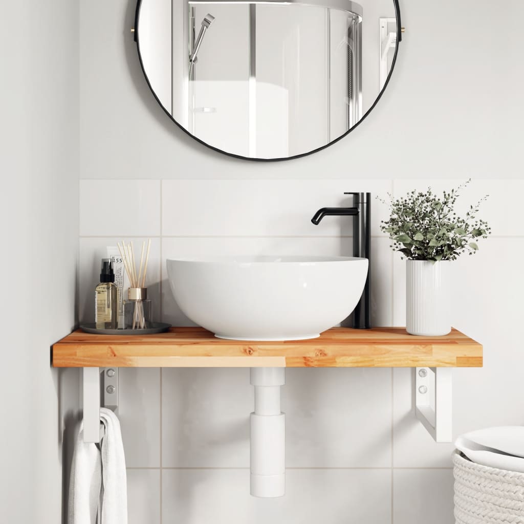 Badkamer wandschap staal en massief acaciahout is nu te koop bij PeponiXL, paradijselijk wonen!