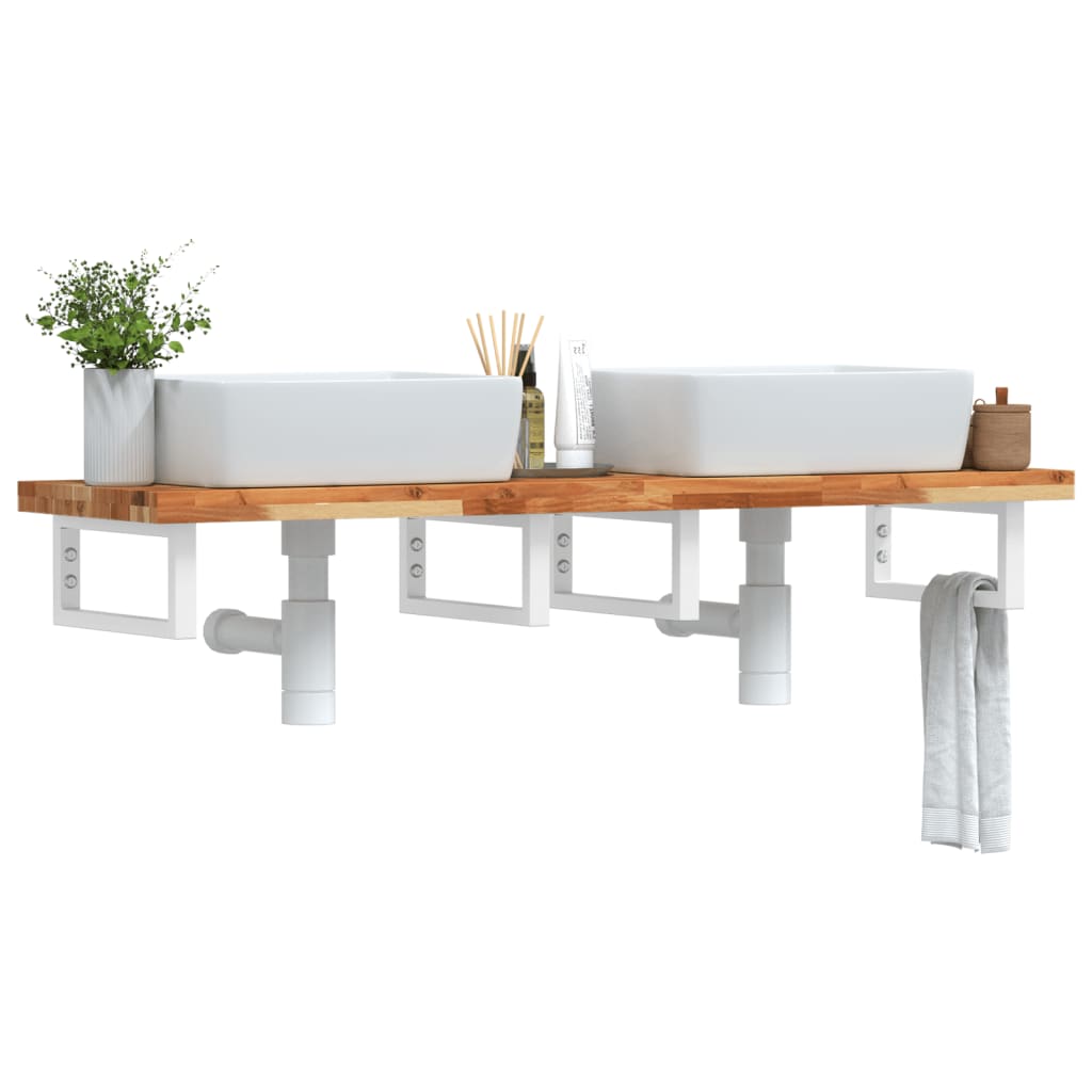 Badkamer wandschap staal en massief acaciahout is nu te koop bij PeponiXL, paradijselijk wonen!
