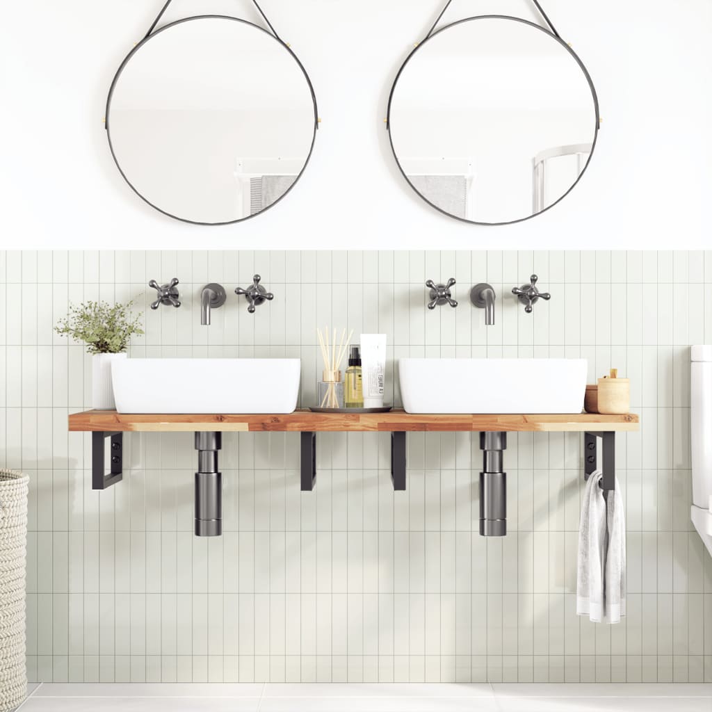 Badkamer wandschap staal en massief acaciahout is nu te koop bij PeponiXL, paradijselijk wonen!