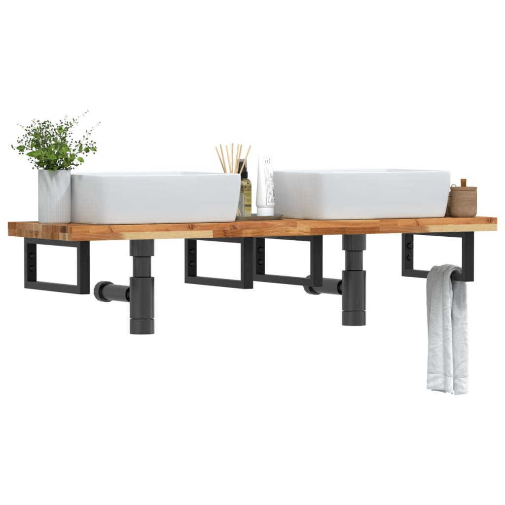Badkamer wandschap staal en massief acaciahout is nu te koop bij PeponiXL, paradijselijk wonen!