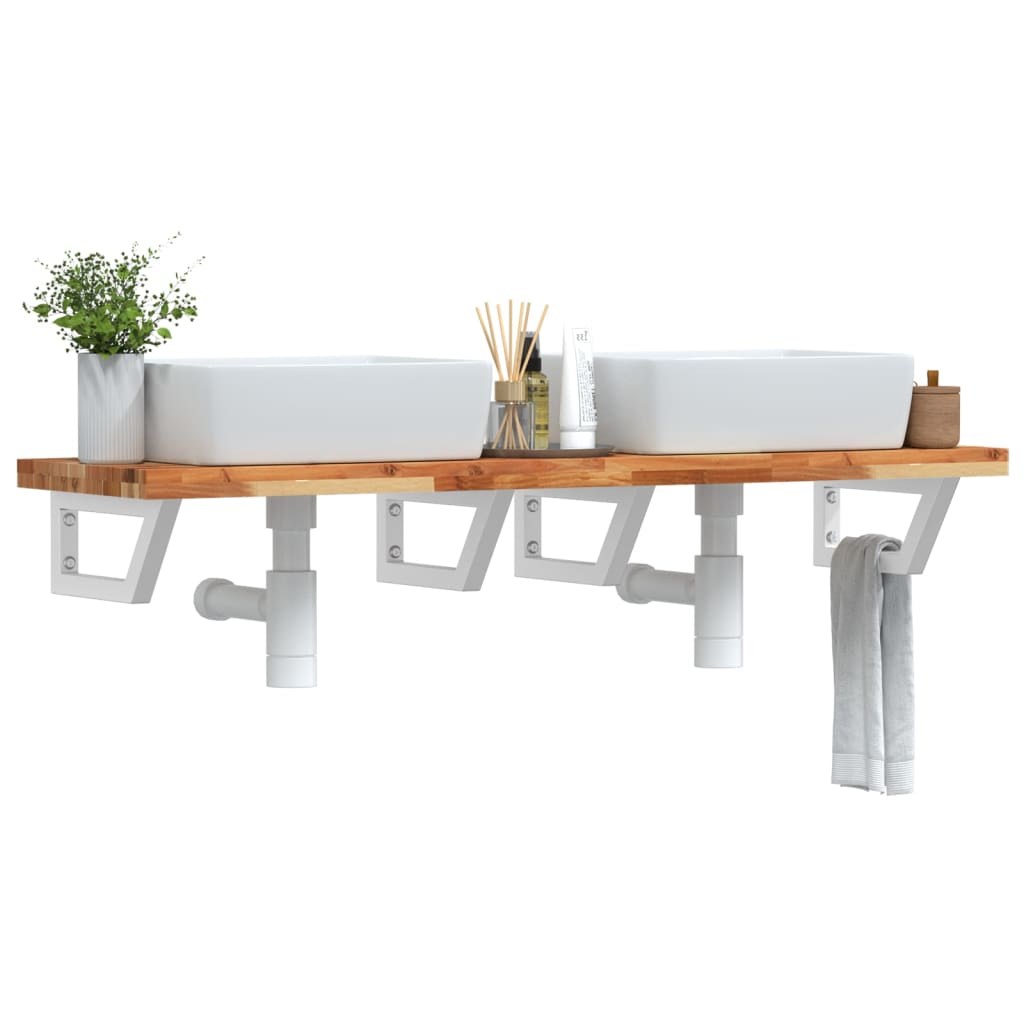 Badkamer wandschap staal en massief acaciahout is nu te koop bij PeponiXL, paradijselijk wonen!