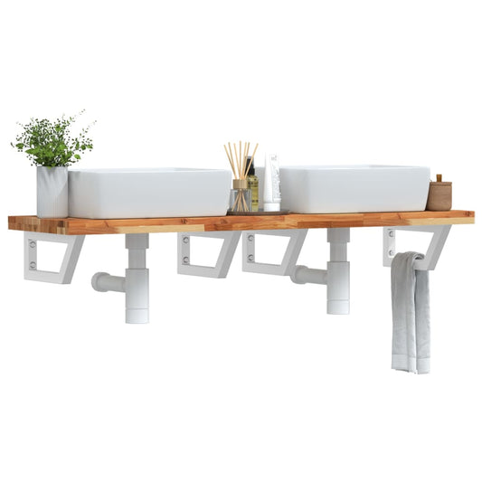Badkamer wandschap staal en massief acaciahout is nu te koop bij PeponiXL, paradijselijk wonen!