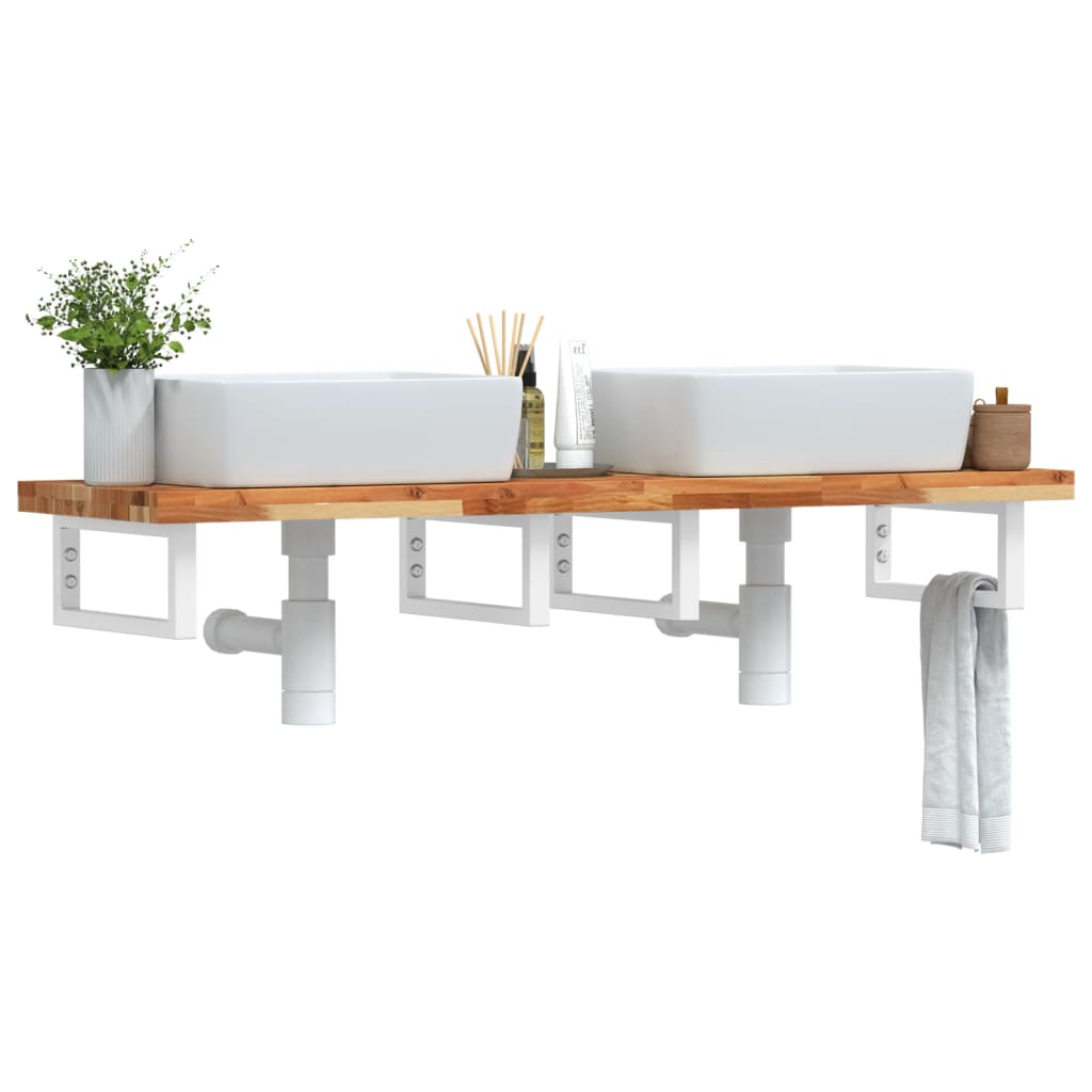 Badkamer wandschap staal en massief acaciahout is nu te koop bij PeponiXL, paradijselijk wonen!