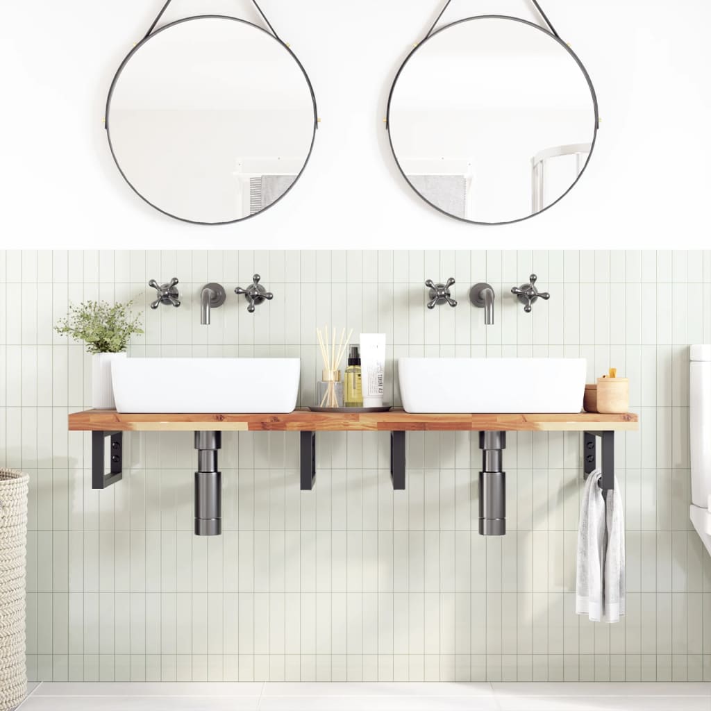 Badkamer wandschap staal en massief acaciahout is nu te koop bij PeponiXL, paradijselijk wonen!