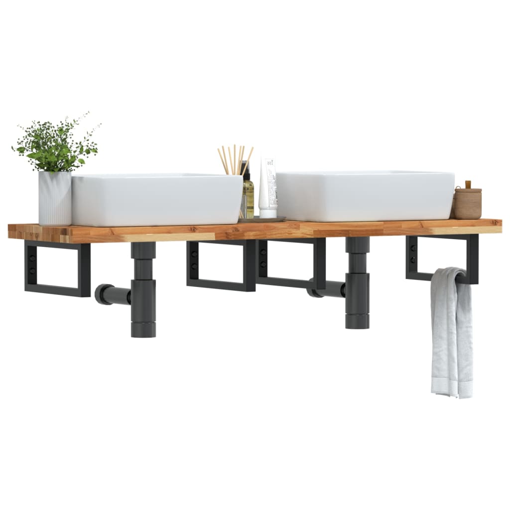 Badkamer wandschap staal en massief acaciahout is nu te koop bij PeponiXL, paradijselijk wonen!