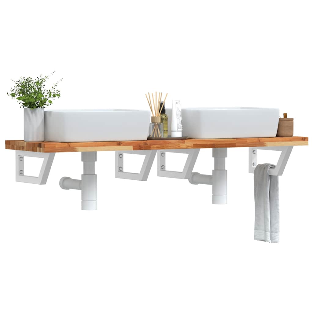 Badkamer wandschap staal en massief acaciahout is nu te koop bij PeponiXL, paradijselijk wonen!