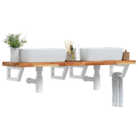 Badkamer wandschap staal en massief acaciahout is nu te koop bij PeponiXL, paradijselijk wonen!