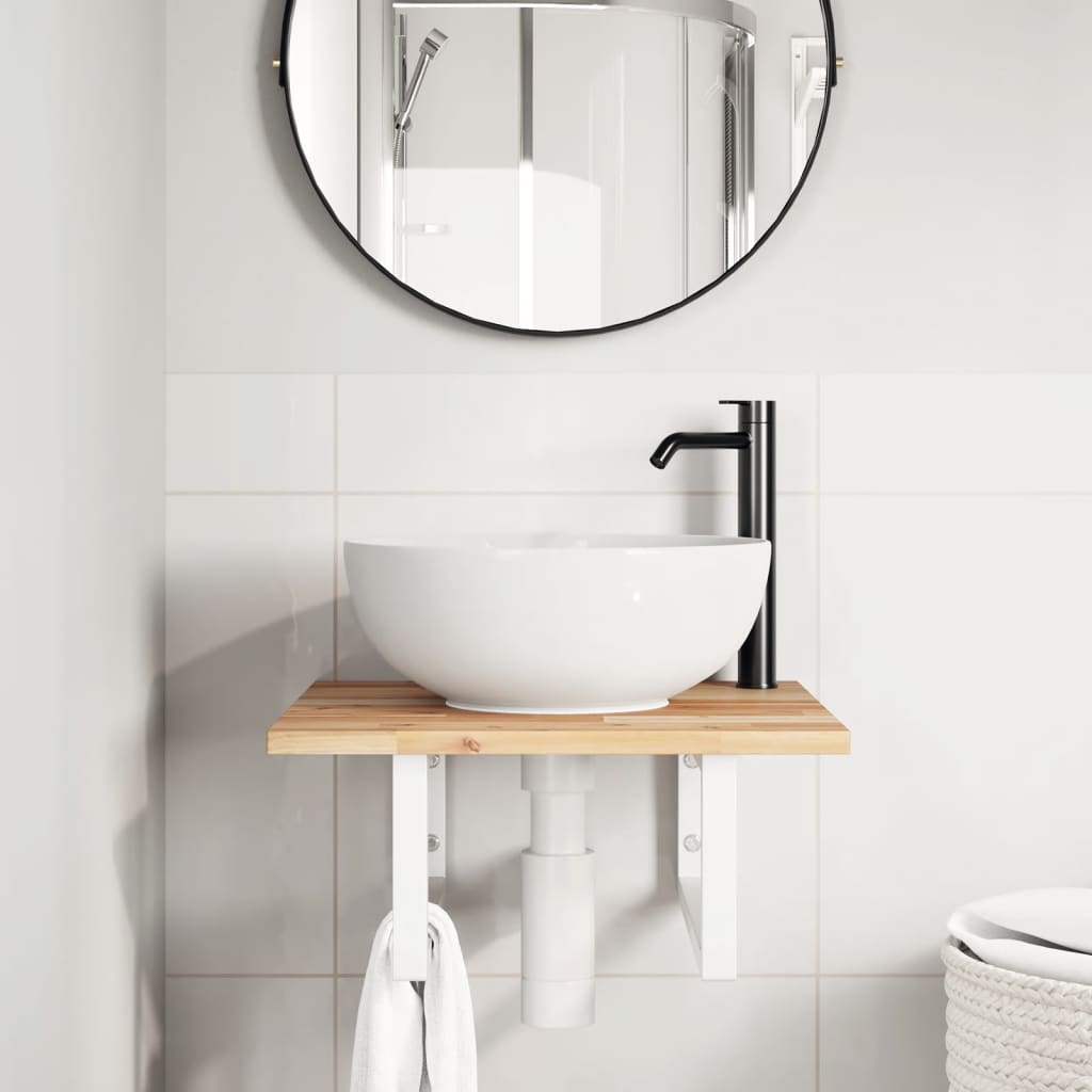 Badkamer wandschap staal en massief acaciahout is nu te koop bij PeponiXL, paradijselijk wonen!