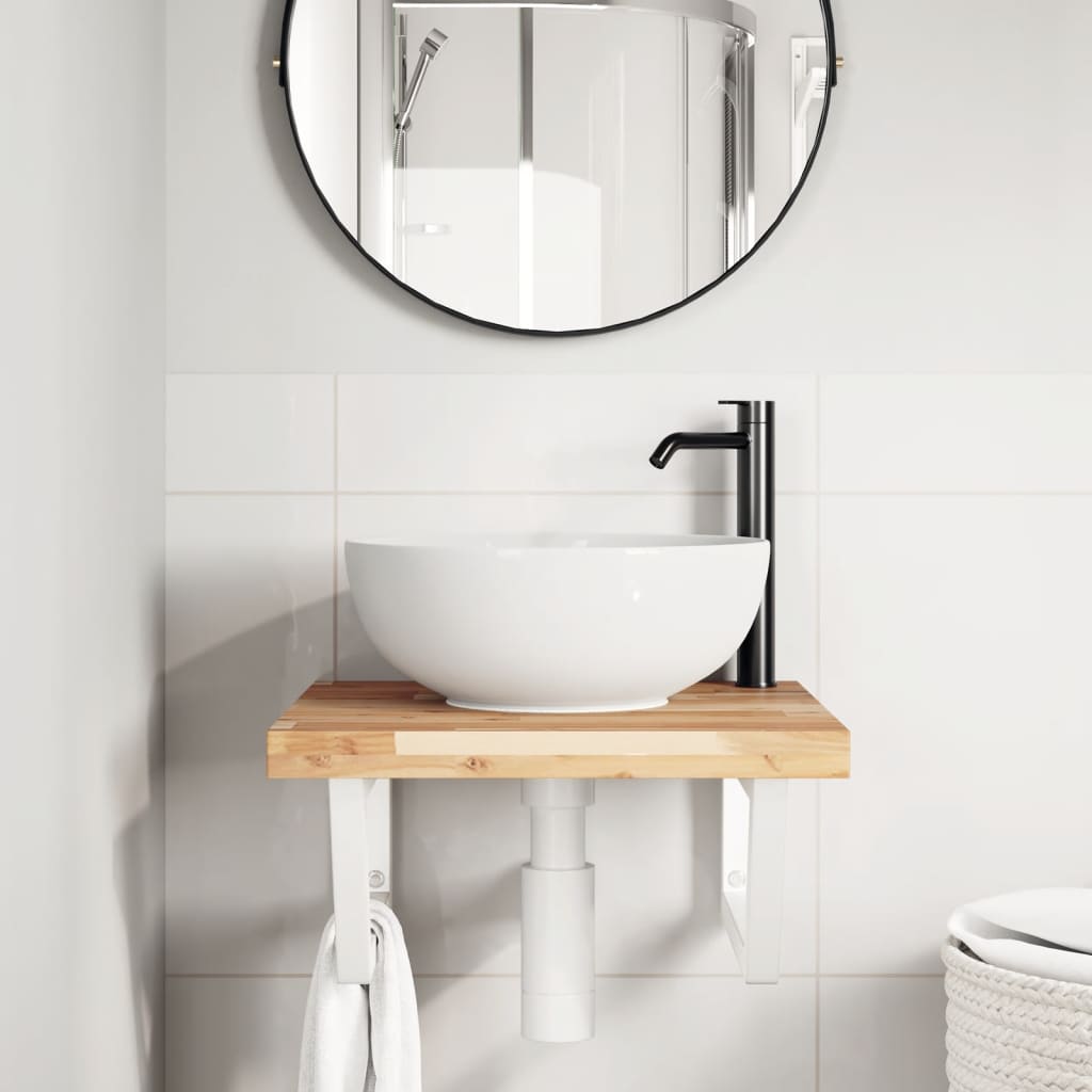 Badkamer wandschap staal en massief acaciahout is nu te koop bij PeponiXL, paradijselijk wonen!