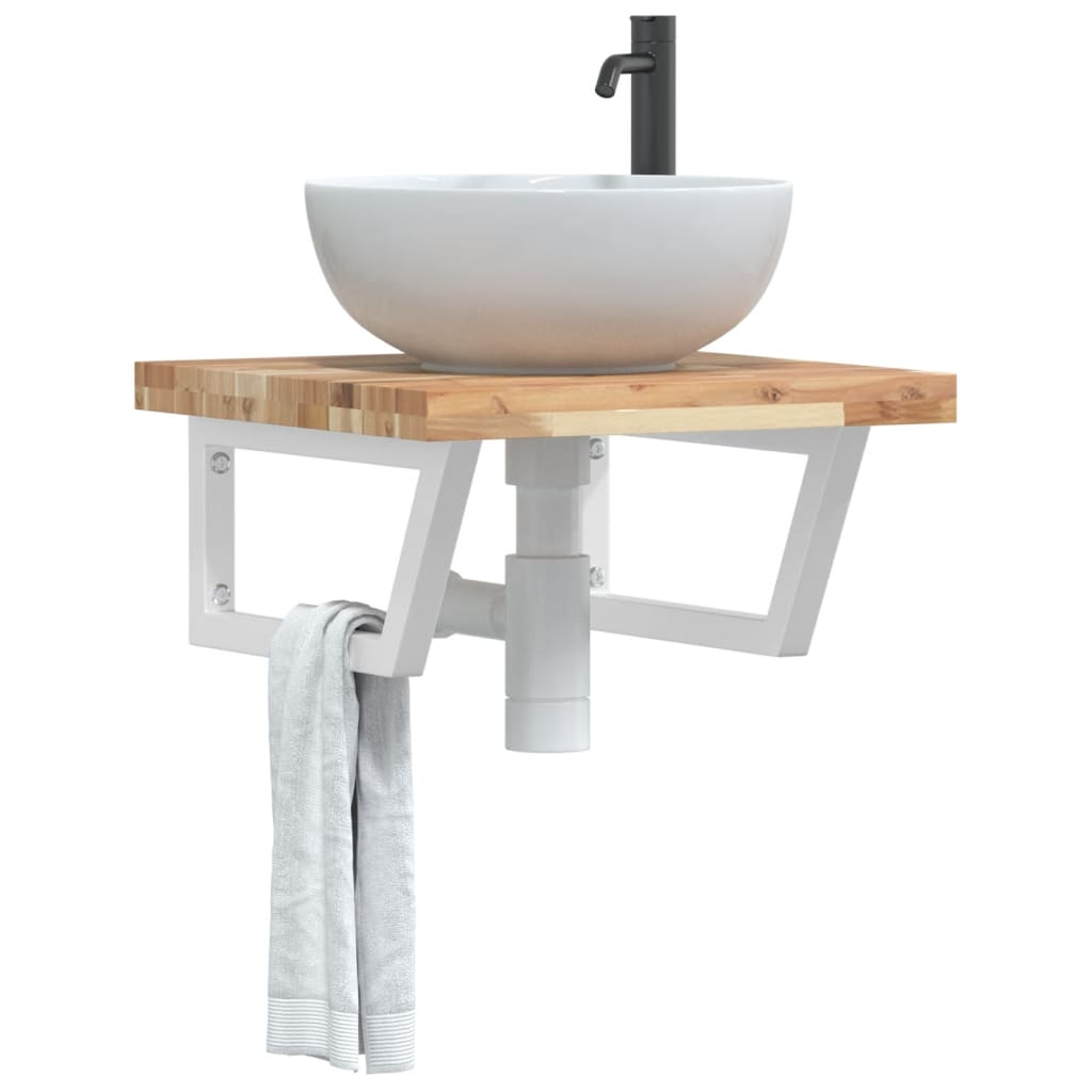 Badkamer wandschap staal en massief acaciahout is nu te koop bij PeponiXL, paradijselijk wonen!