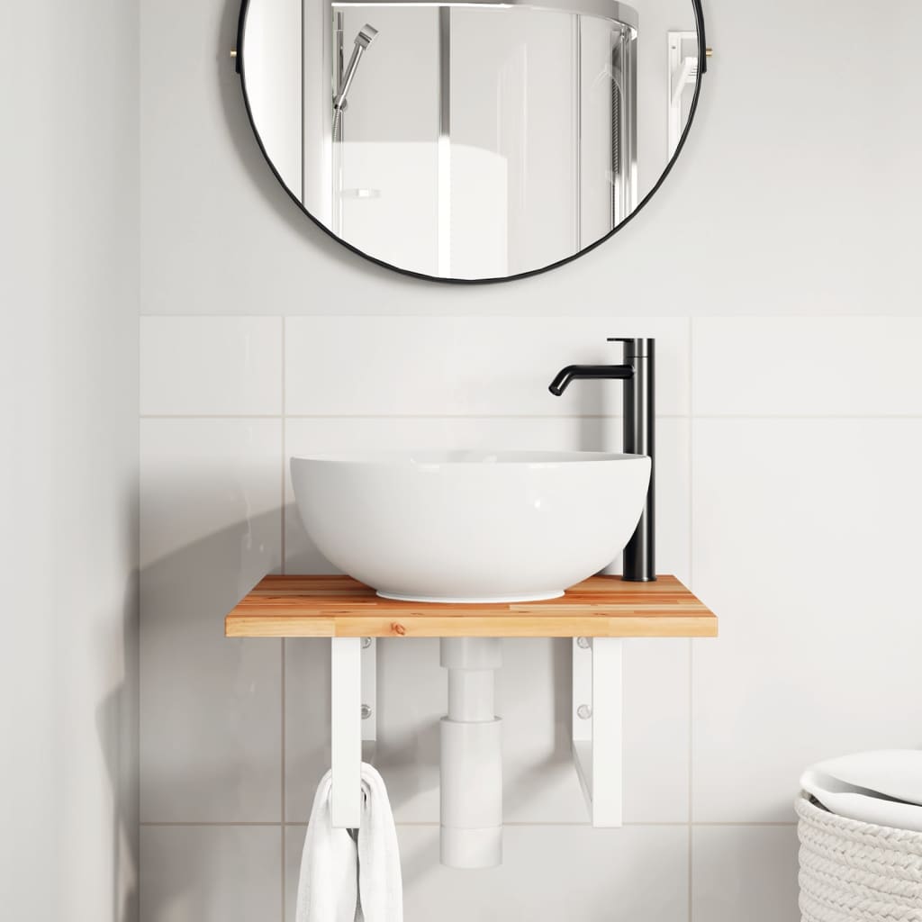 Badkamer wandschap staal en massief acaciahout is nu te koop bij PeponiXL, paradijselijk wonen!