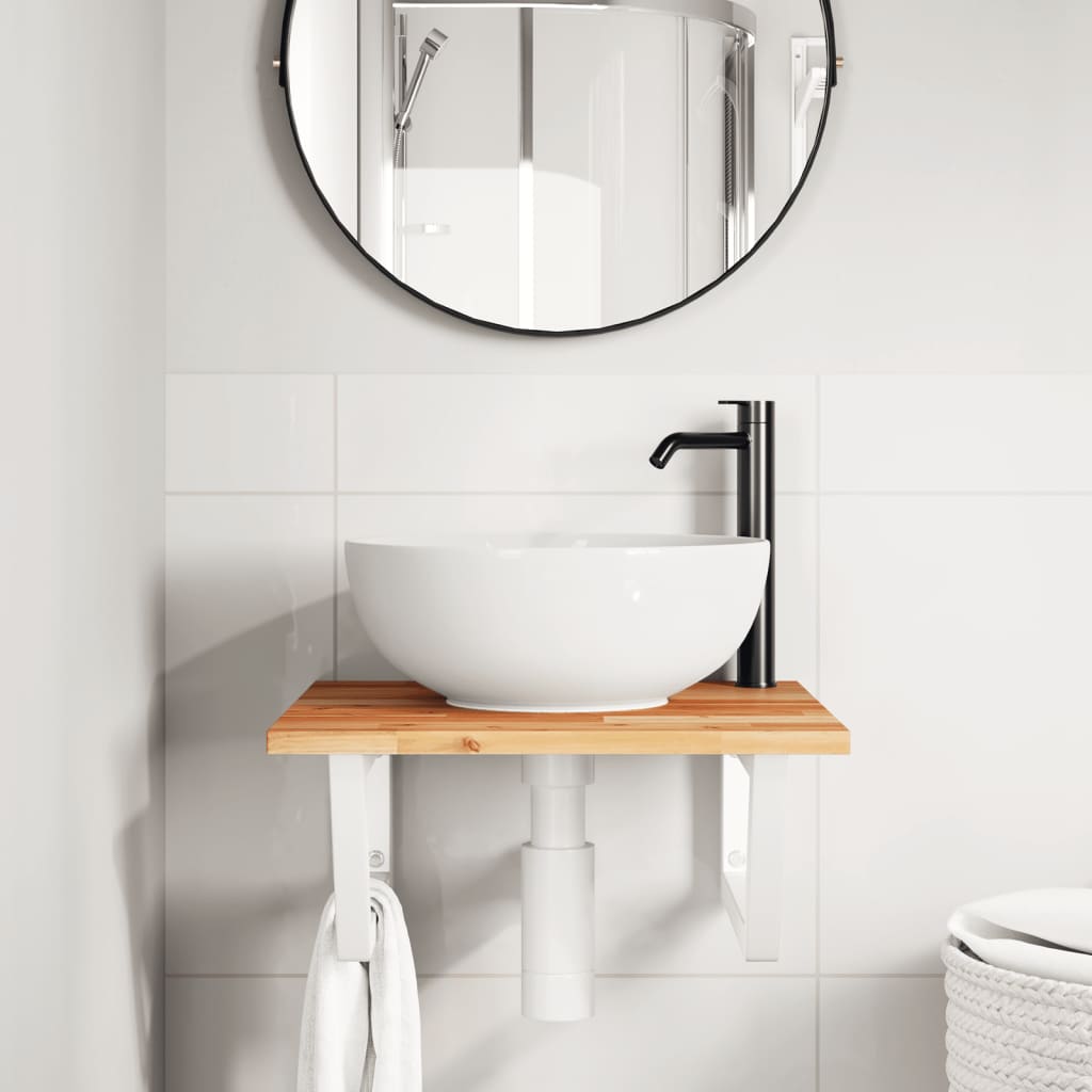 Badkamer wandschap staal en massief acaciahout is nu te koop bij PeponiXL, paradijselijk wonen!