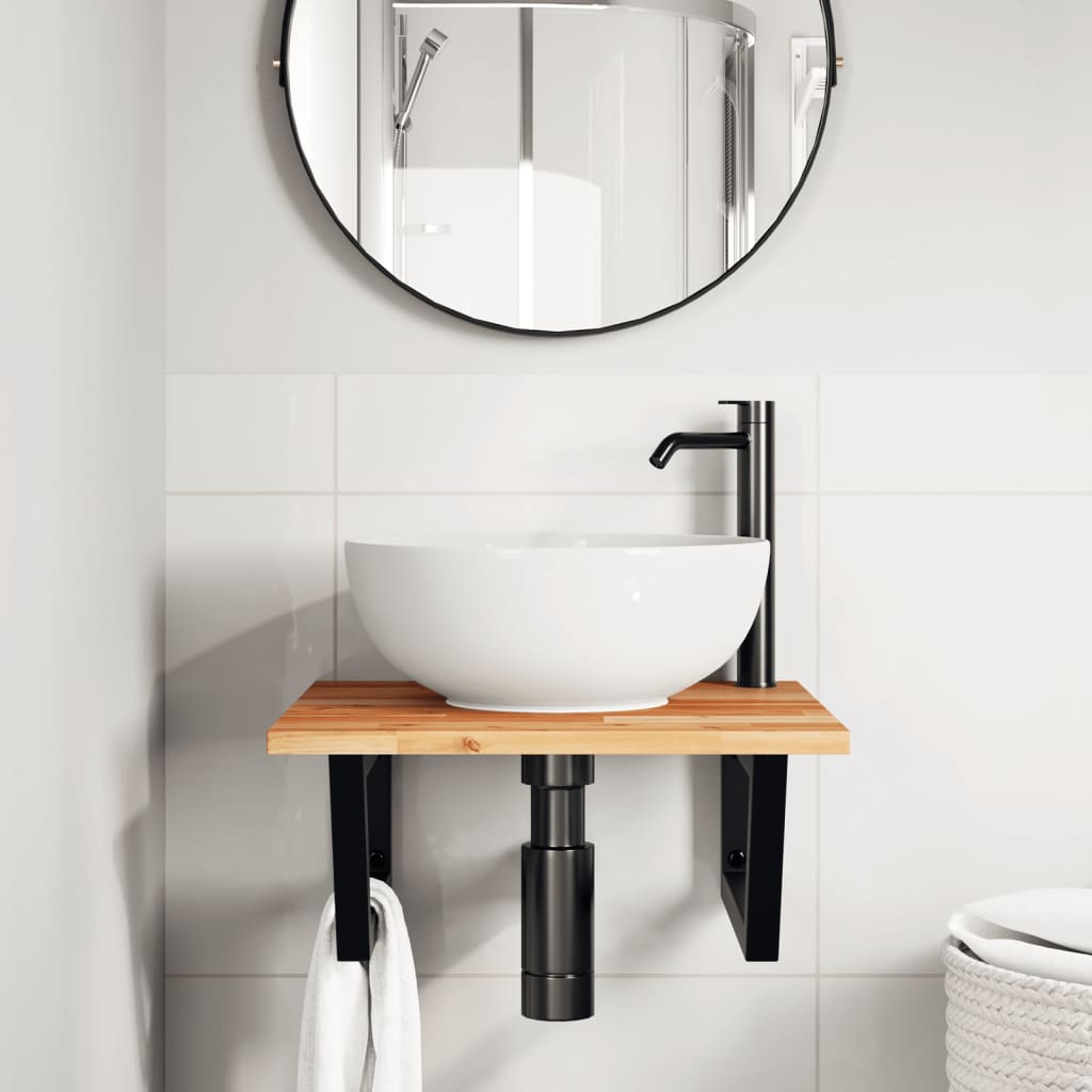 Badkamer wandschap staal en massief acaciahout is nu te koop bij PeponiXL, paradijselijk wonen!