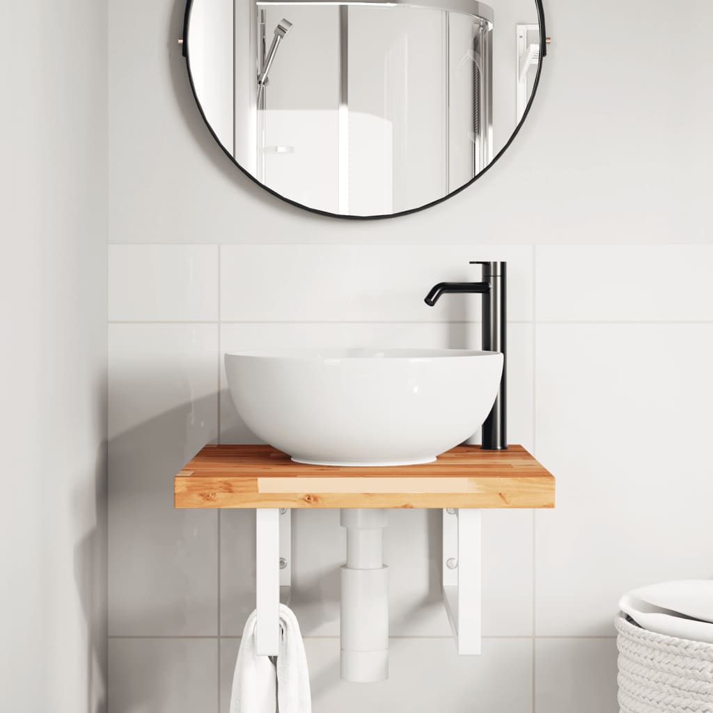 Badkamer wandschap staal en massief acaciahout is nu te koop bij PeponiXL, paradijselijk wonen!
