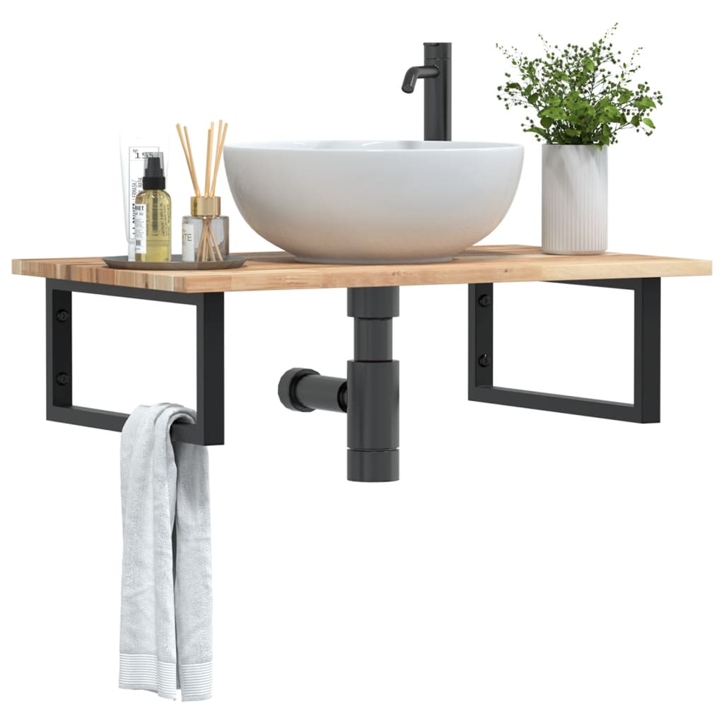 Badkamer wandschap staal en massief acaciahout is nu te koop bij PeponiXL, paradijselijk wonen!