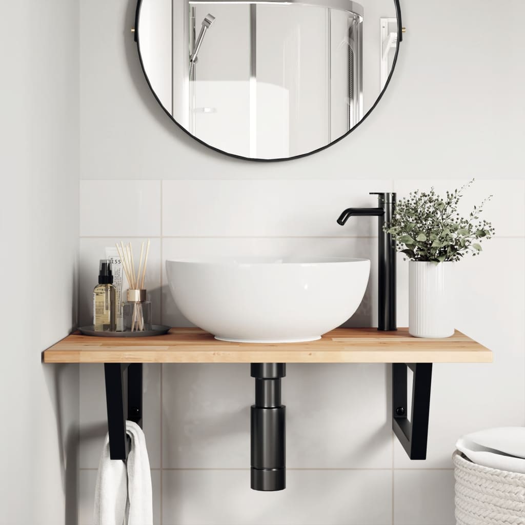 Badkamer wandschap staal en massief acaciahout is nu te koop bij PeponiXL, paradijselijk wonen!
