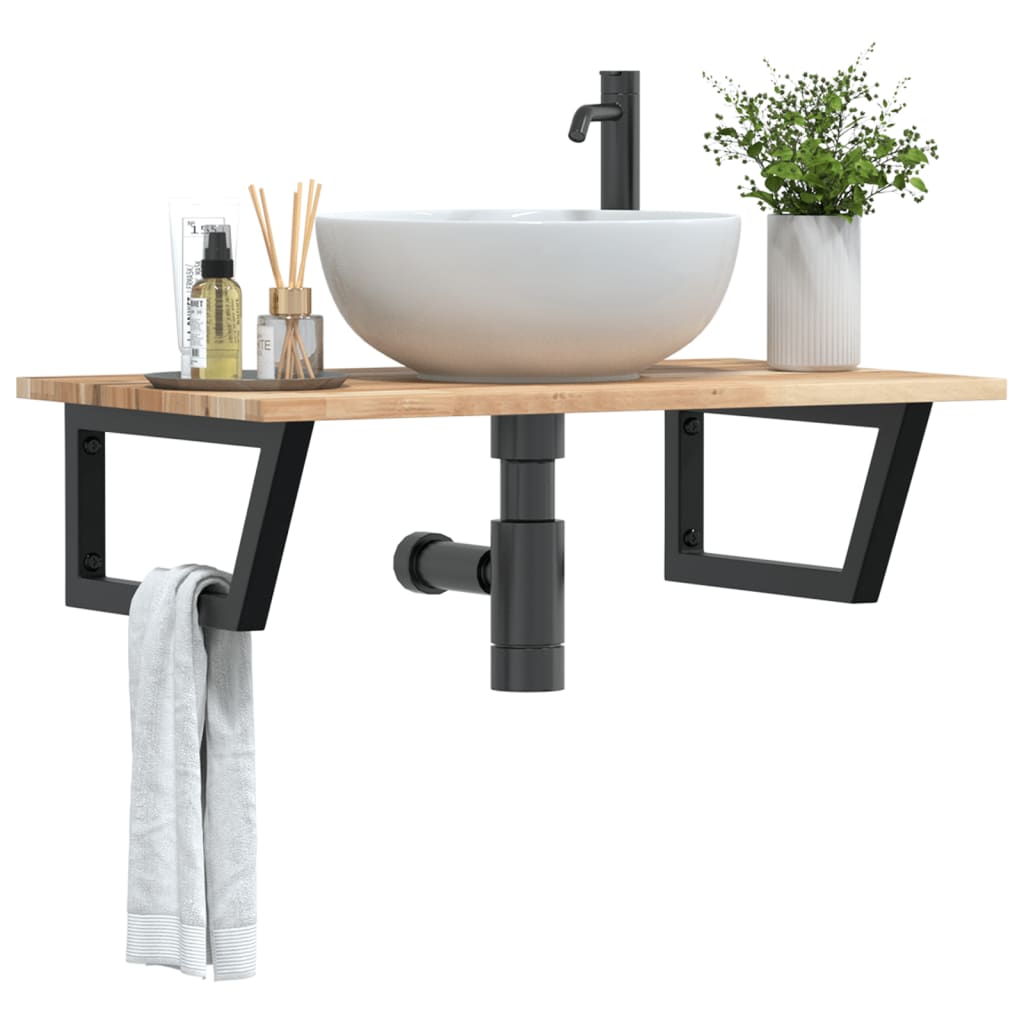 Badkamer wandschap staal en massief acaciahout is nu te koop bij PeponiXL, paradijselijk wonen!