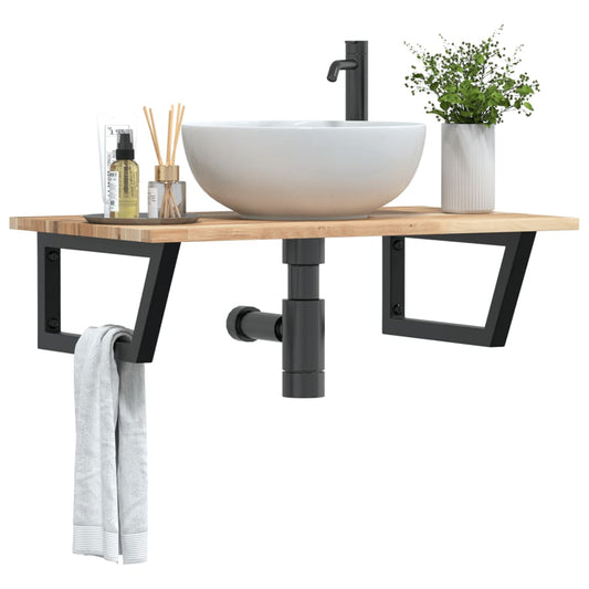 Badkamer wandschap staal en massief acaciahout is nu te koop bij PeponiXL, paradijselijk wonen!