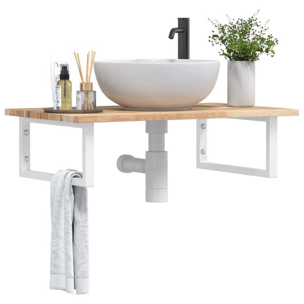 Badkamer wandschap staal en massief acaciahout is nu te koop bij PeponiXL, paradijselijk wonen!