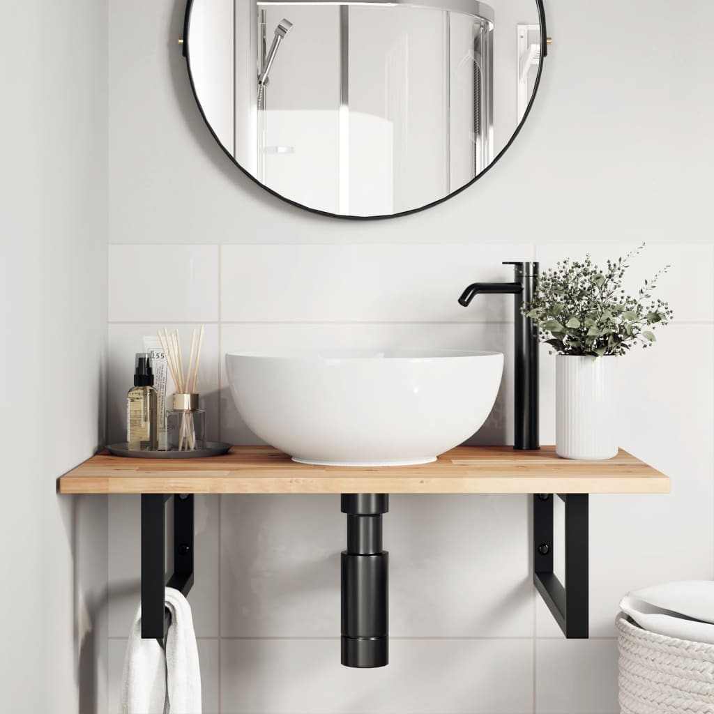 Badkamer wandschap staal en massief acaciahout is nu te koop bij PeponiXL, paradijselijk wonen!
