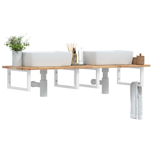 Badkamer wandschap staal en massief acaciahout is nu te koop bij PeponiXL, paradijselijk wonen!