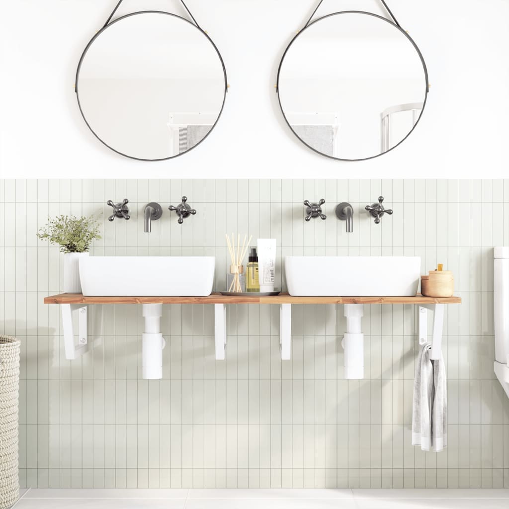 Badkamer wandschap staal en massief acaciahout is nu te koop bij PeponiXL, paradijselijk wonen!