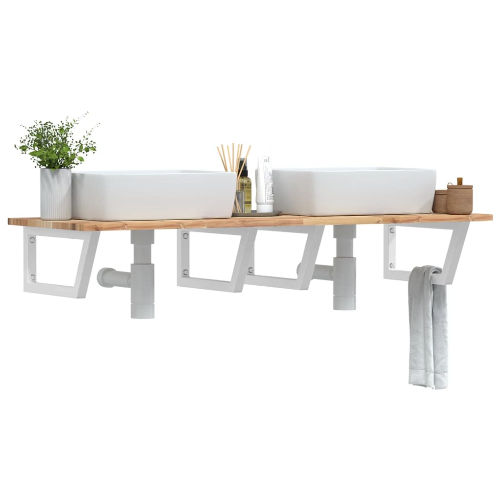 Badkamer wandschap staal en massief acaciahout is nu te koop bij PeponiXL, paradijselijk wonen!