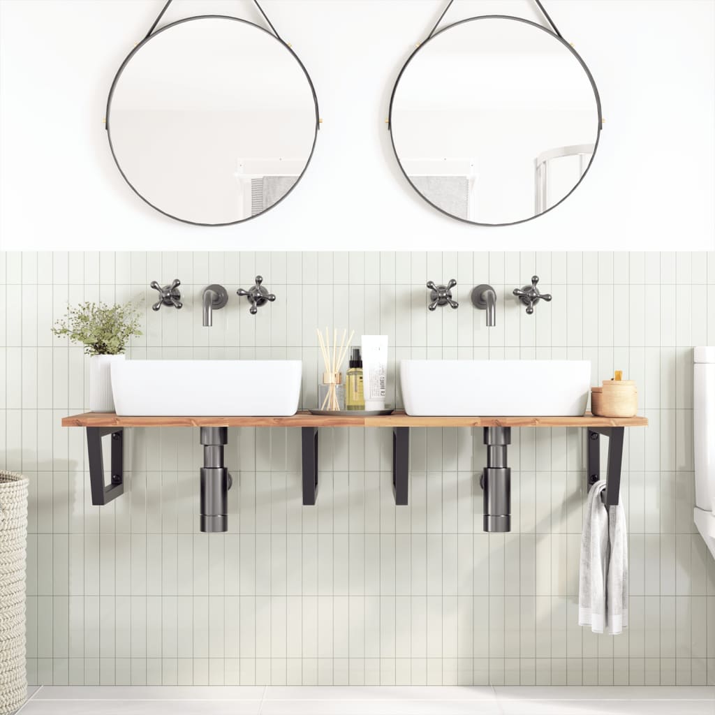 Badkamer wandschap staal en massief acaciahout is nu te koop bij PeponiXL, paradijselijk wonen!
