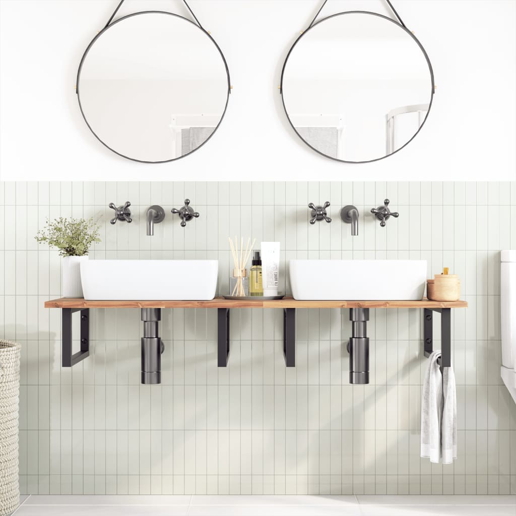 Badkamer wandschap staal en massief acaciahout is nu te koop bij PeponiXL, paradijselijk wonen!