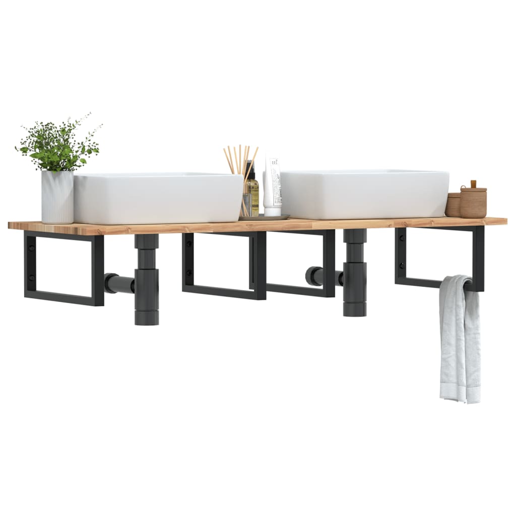 Badkamer wandschap staal en massief acaciahout is nu te koop bij PeponiXL, paradijselijk wonen!