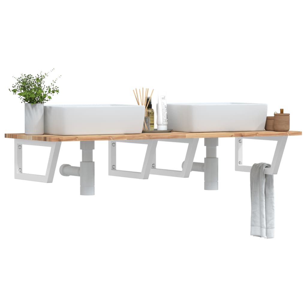 Badkamer wandschap staal en massief acaciahout is nu te koop bij PeponiXL, paradijselijk wonen!