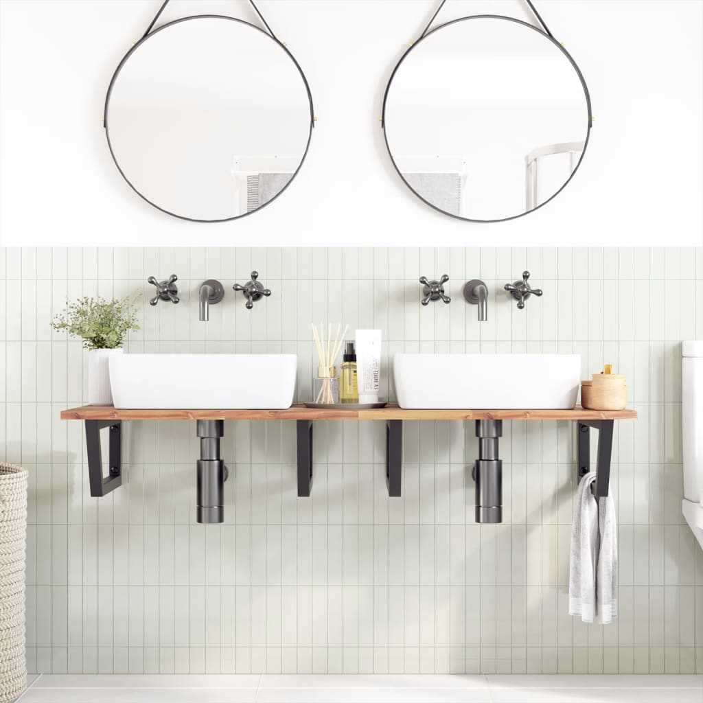 Badkamer wandschap staal en massief acaciahout is nu te koop bij PeponiXL, paradijselijk wonen!