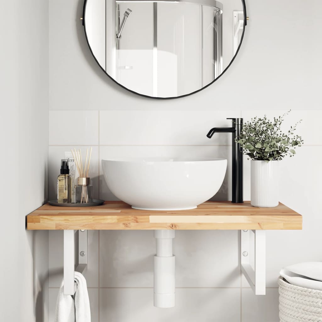 Badkamer wandschap staal en massief acaciahout is nu te koop bij PeponiXL, paradijselijk wonen!