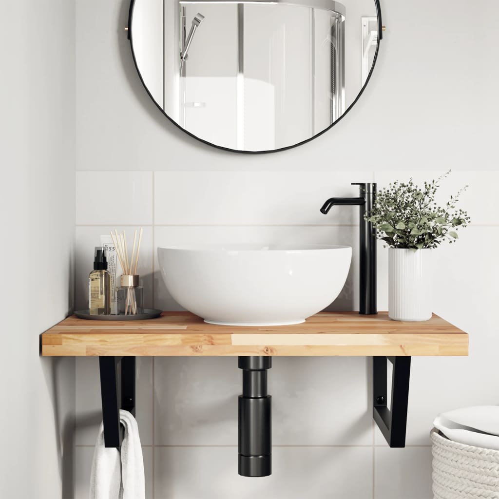 Badkamer wandschap staal en massief acaciahout is nu te koop bij PeponiXL, paradijselijk wonen!