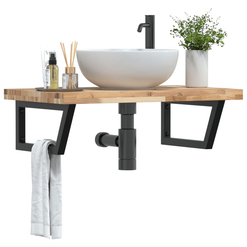 Badkamer wandschap staal en massief acaciahout is nu te koop bij PeponiXL, paradijselijk wonen!