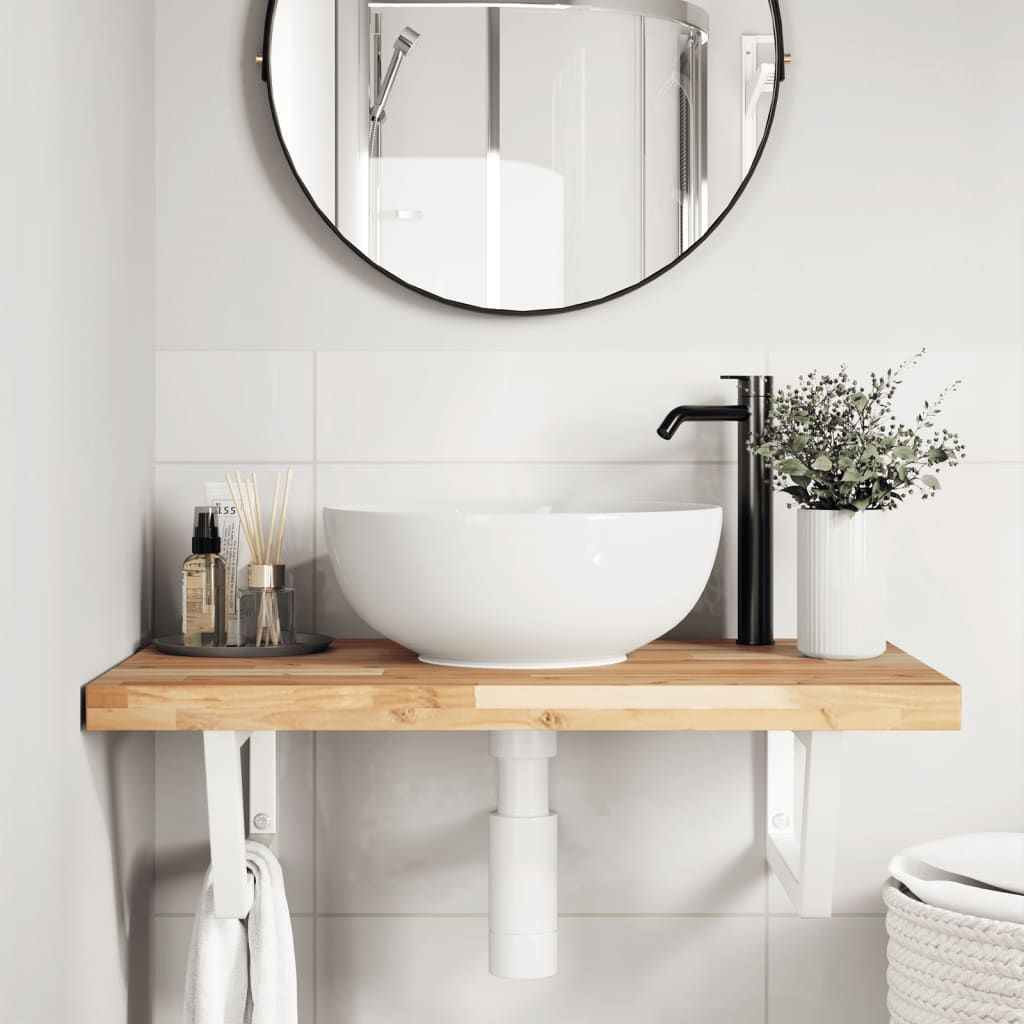 Badkamer wandschap staal en massief acaciahout is nu te koop bij PeponiXL, paradijselijk wonen!