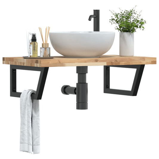 Badkamer wandschap staal en massief acaciahout is nu te koop bij PeponiXL, paradijselijk wonen!