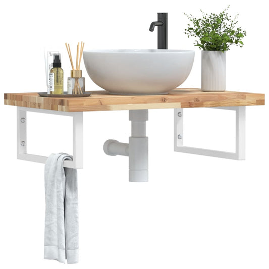 Badkamer wandschap staal en massief acaciahout is nu te koop bij PeponiXL, paradijselijk wonen!