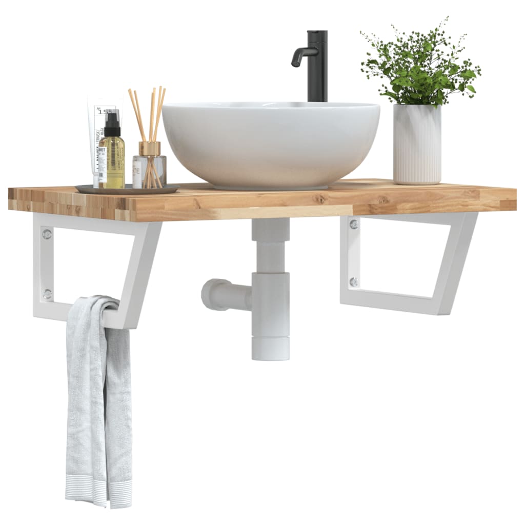 Badkamer wandschap staal en massief acaciahout is nu te koop bij PeponiXL, paradijselijk wonen!