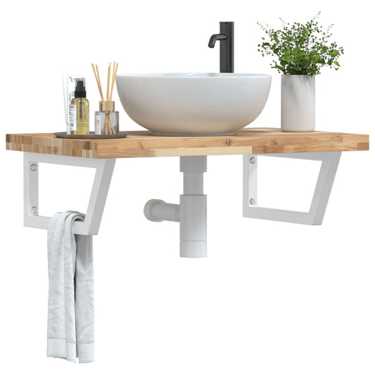 Badkamer wandschap staal en massief acaciahout is nu te koop bij PeponiXL, paradijselijk wonen!