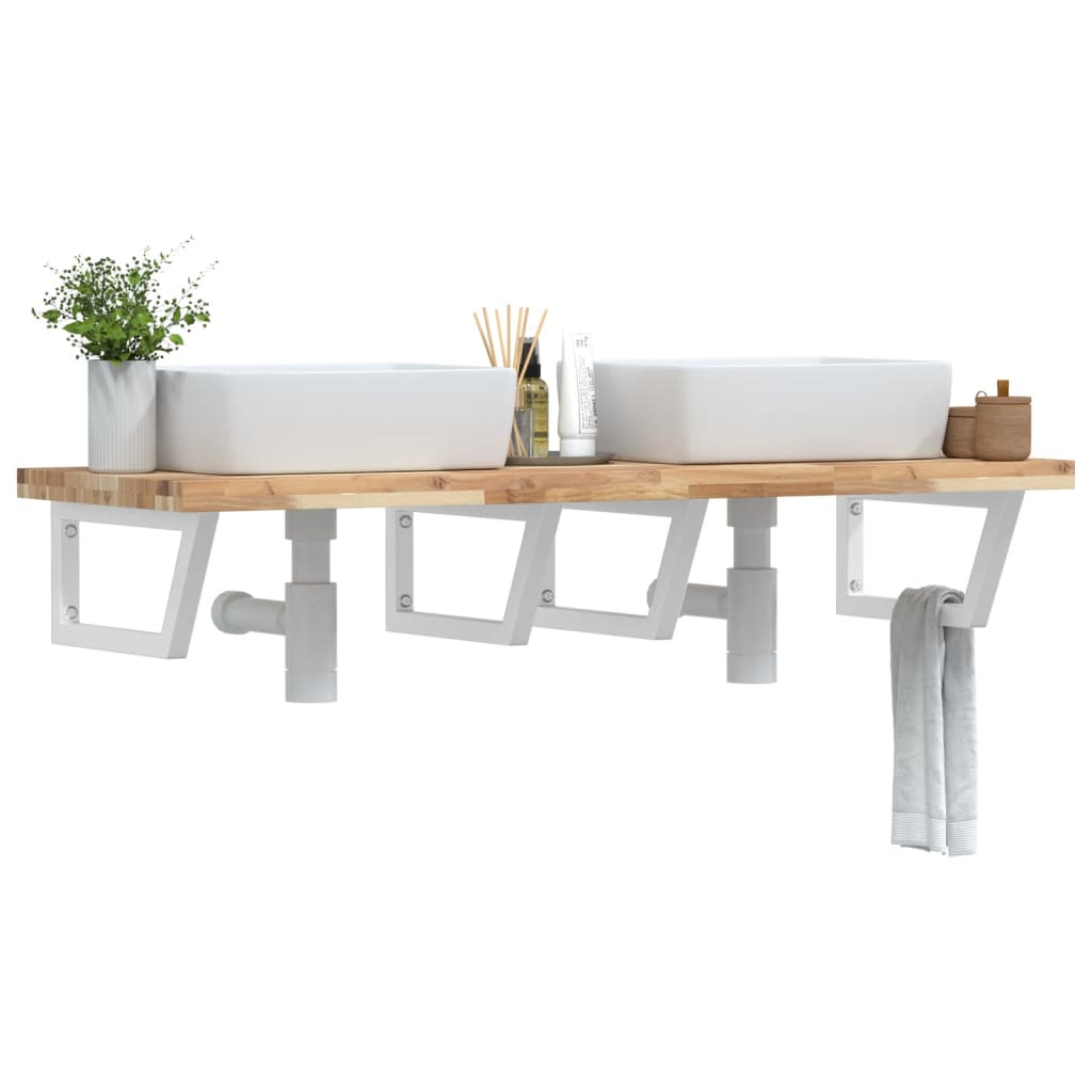 Badkamer wandschap staal en massief acaciahout is nu te koop bij PeponiXL, paradijselijk wonen!