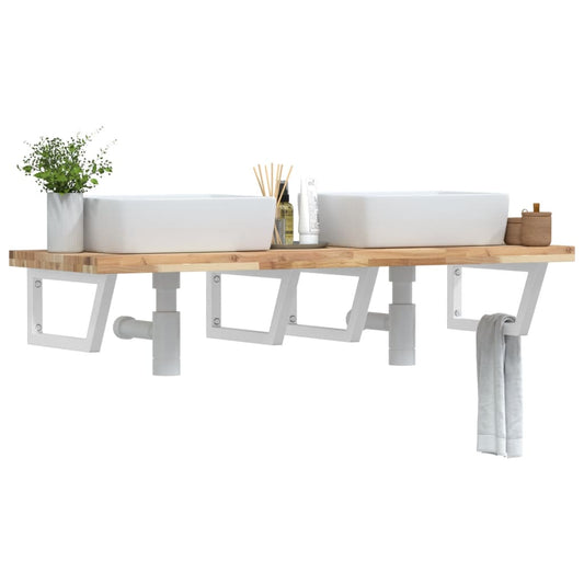 Badkamer wandschap staal en massief acaciahout is nu te koop bij PeponiXL, paradijselijk wonen!