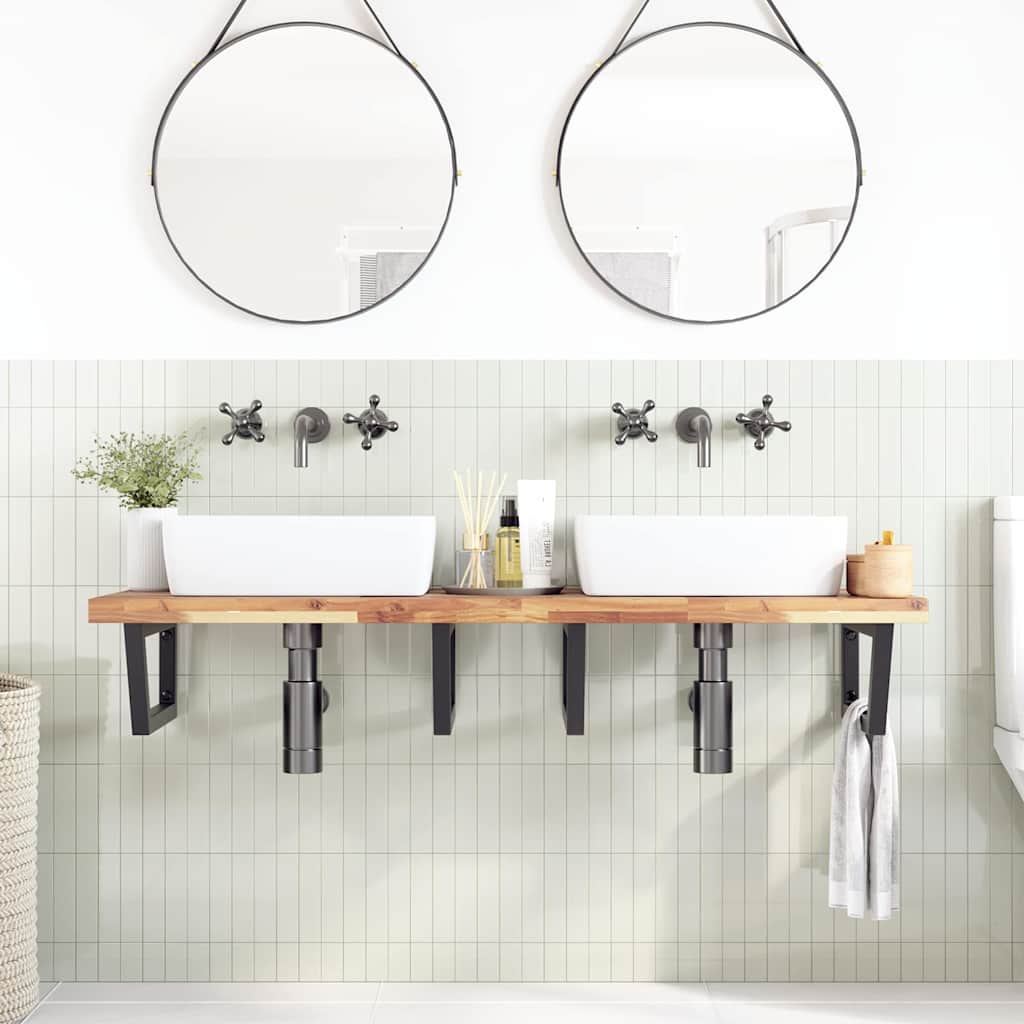 Badkamer wandschap staal en massief acaciahout is nu te koop bij PeponiXL, paradijselijk wonen!