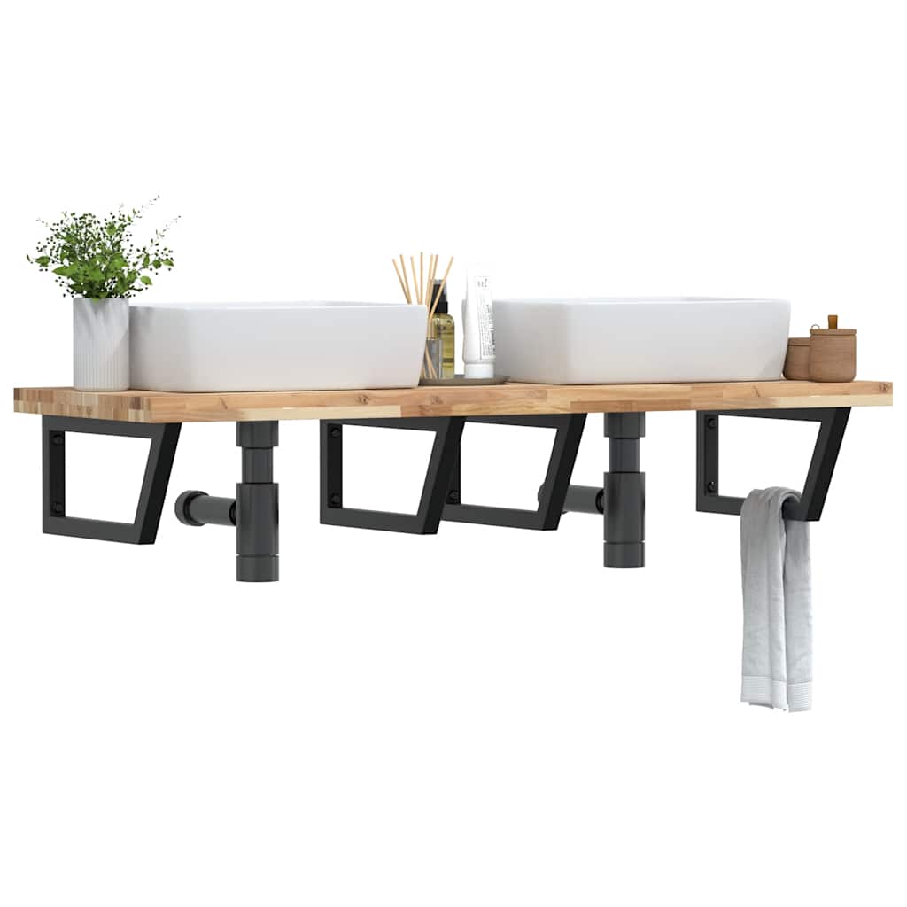 Badkamer wandschap staal en massief acaciahout is nu te koop bij PeponiXL, paradijselijk wonen!